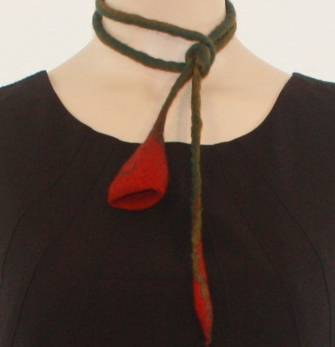 Wet felted flower necklace