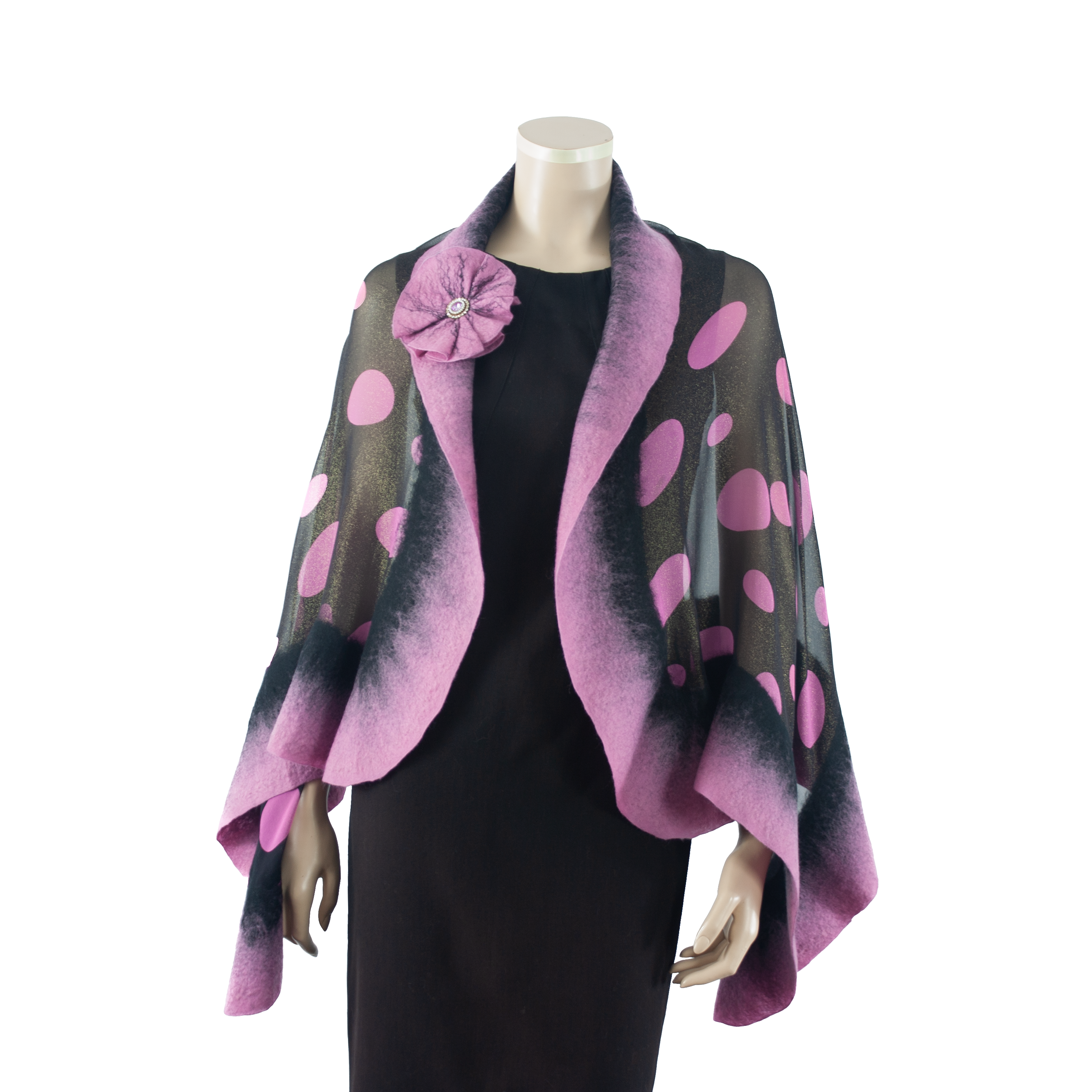 Vibrant mauve polka-dot shawl #210-35