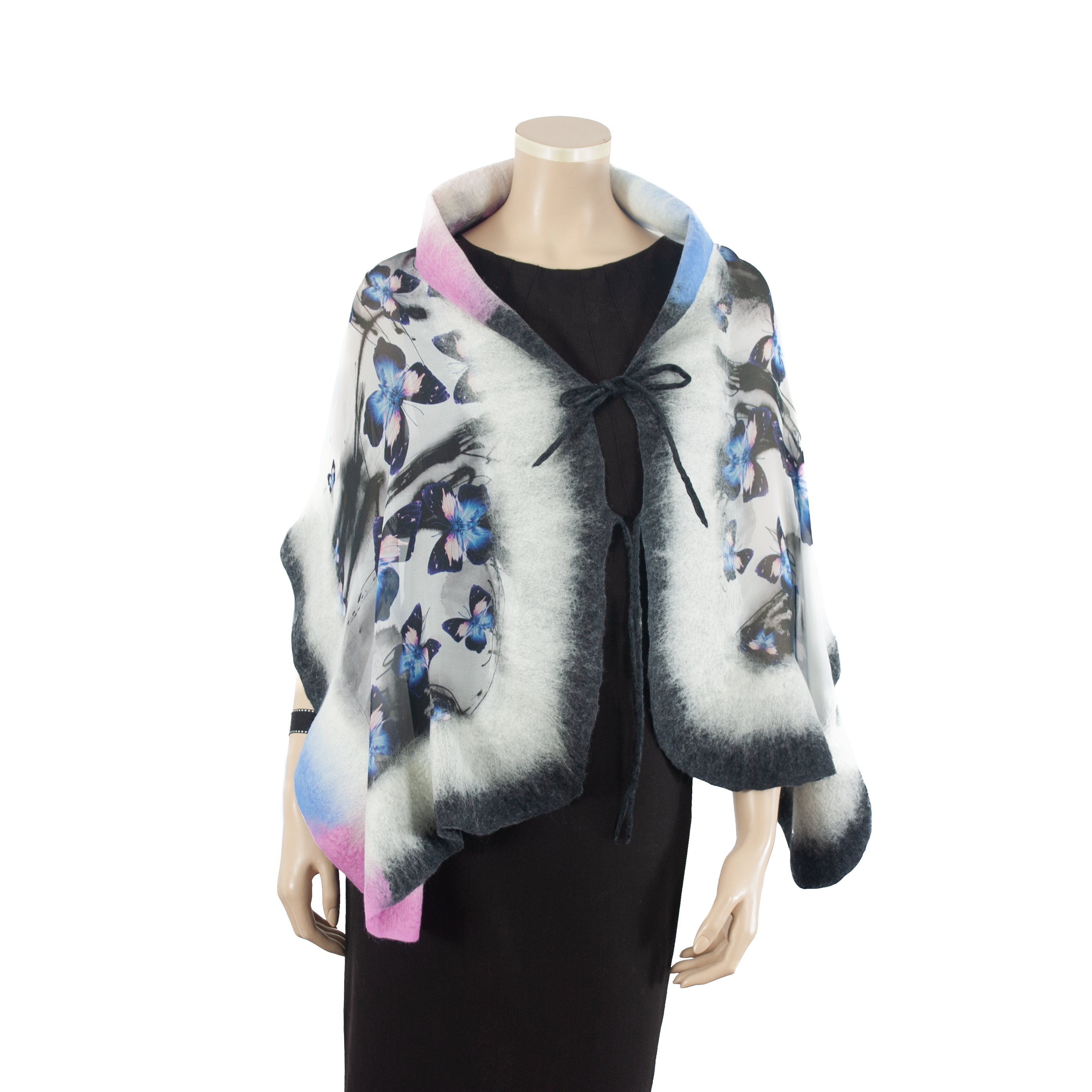 Linked  blue pink butterfly scarf #140-6