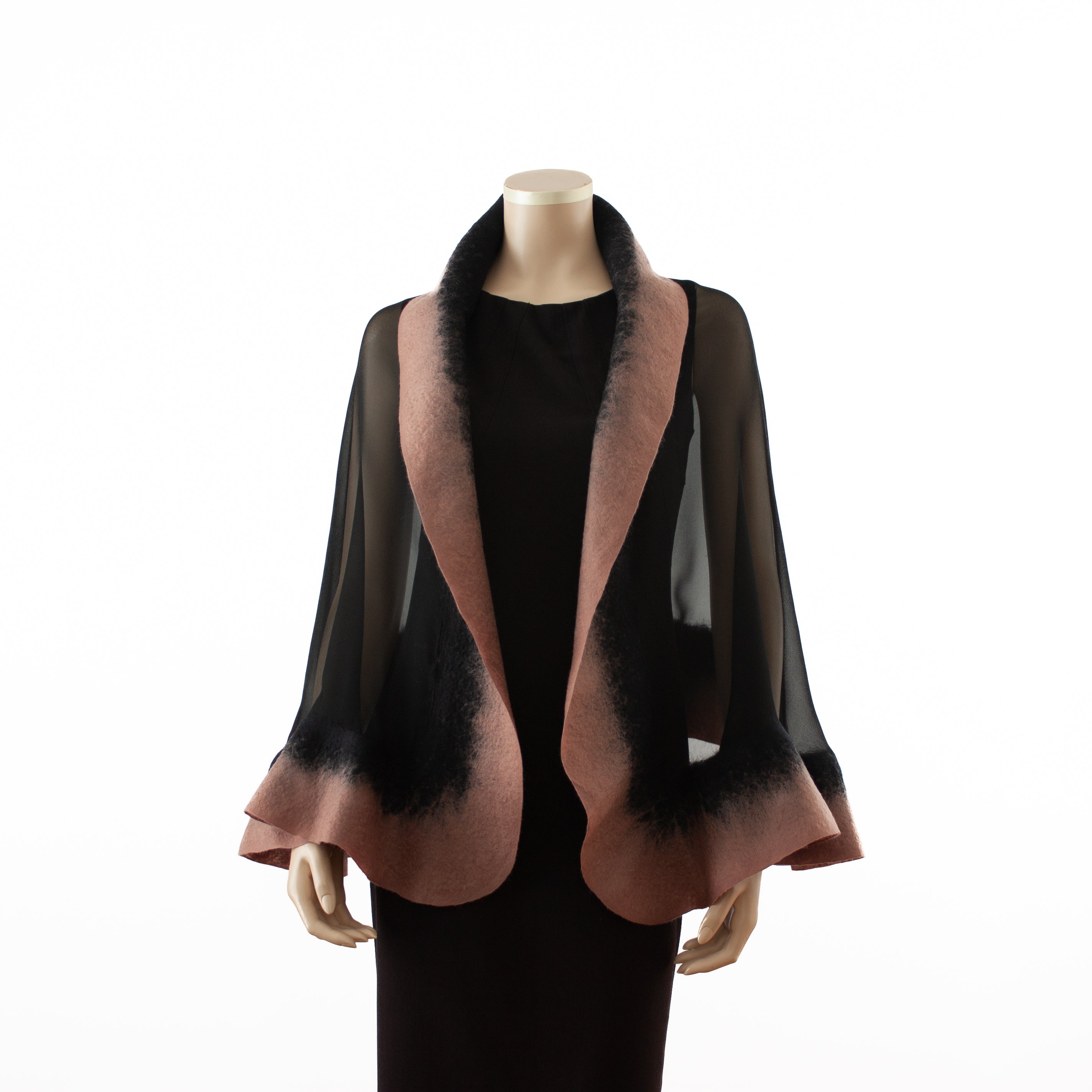 Premium black and caramel silk shawl #230-27