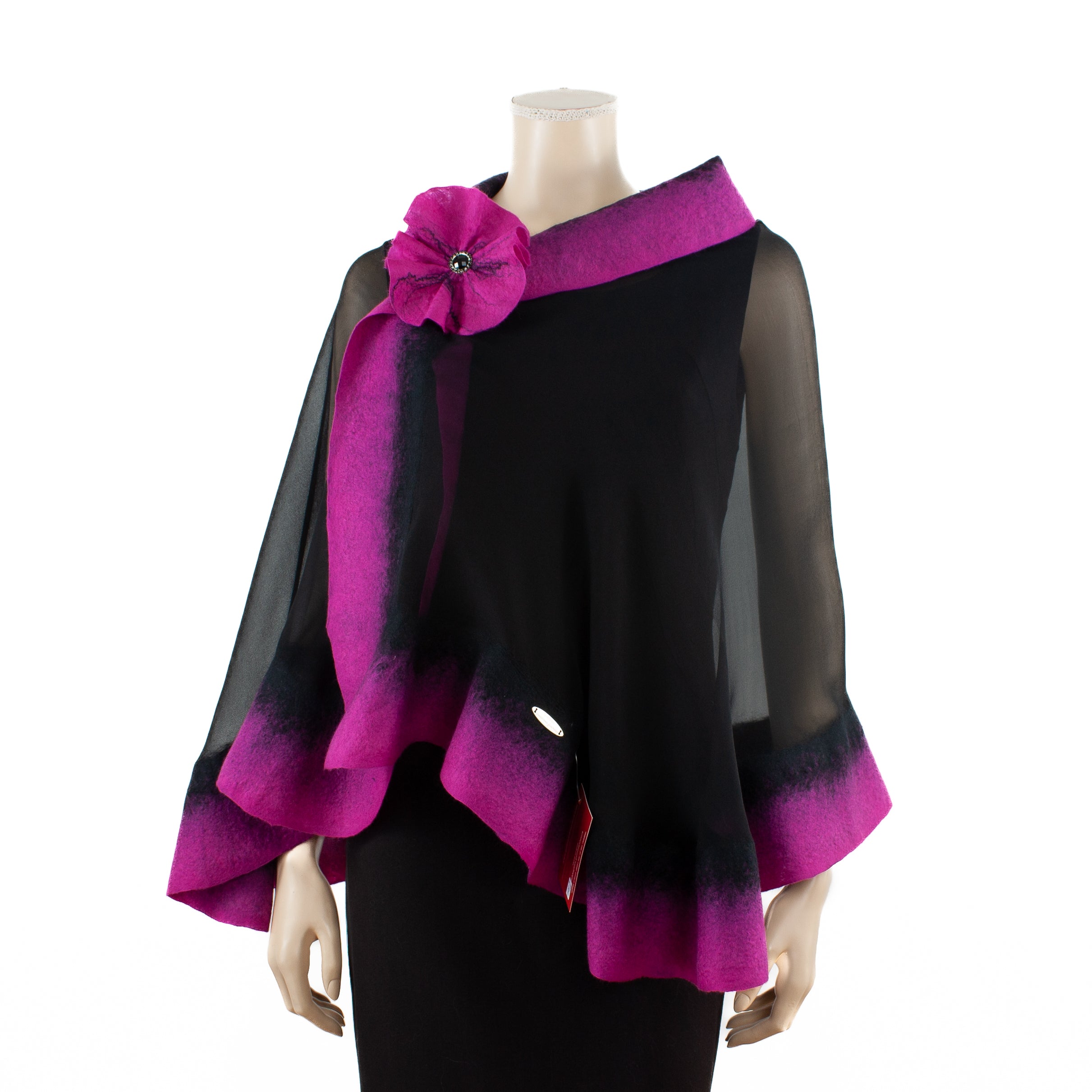 Premium black and magenta silk shawl #230-21