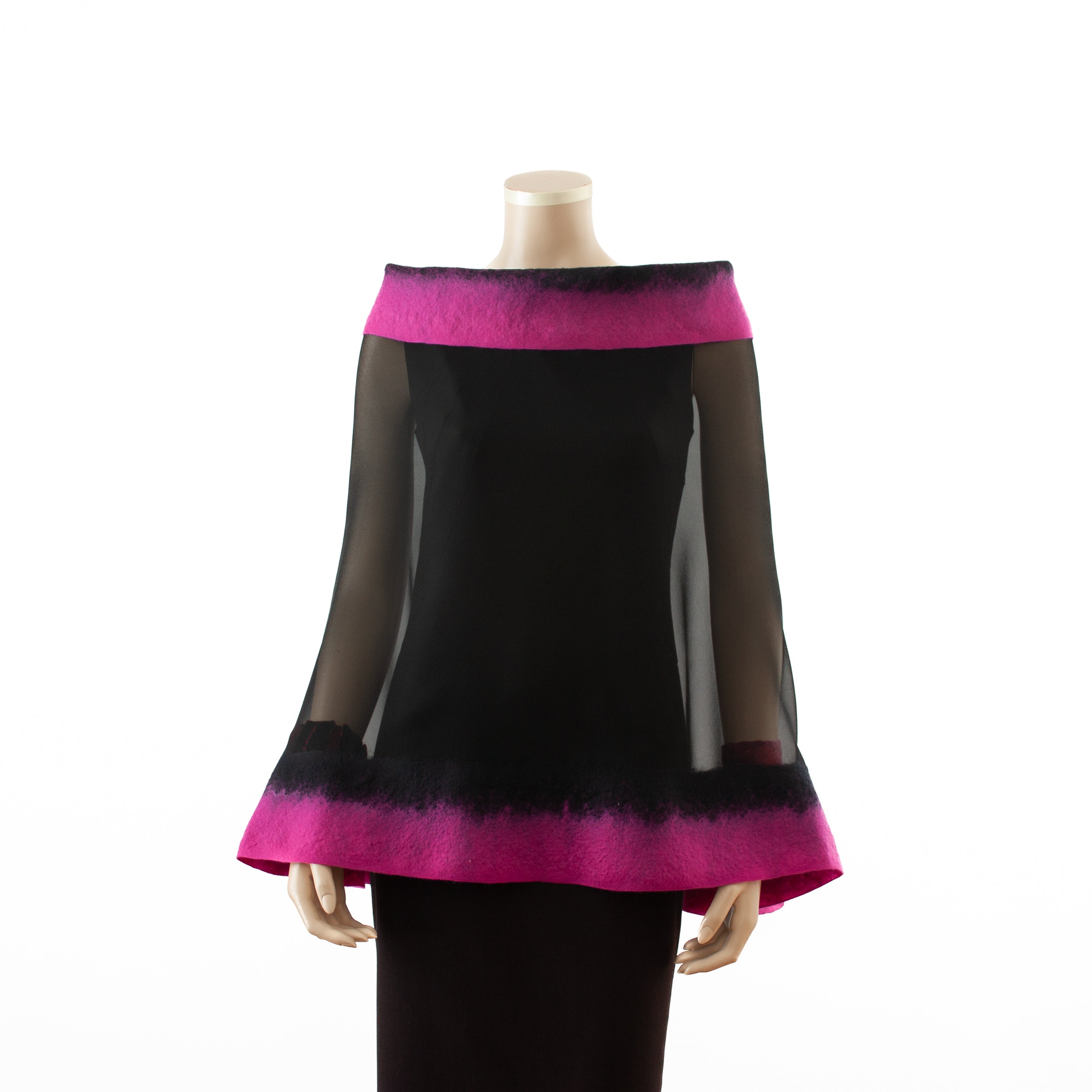 Premium black and magenta silk shawl #230-21