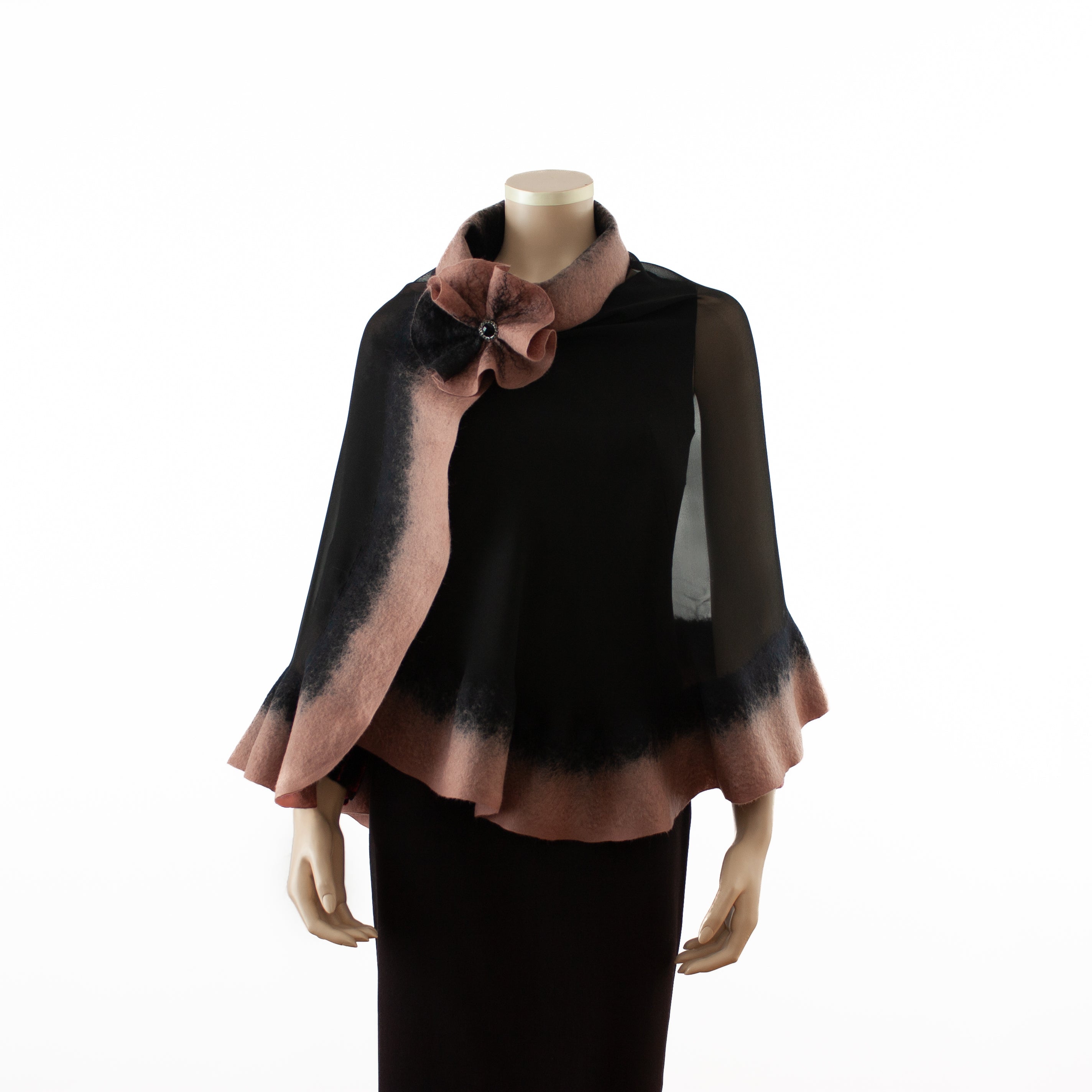 Premium black and caramel silk shawl #230-27