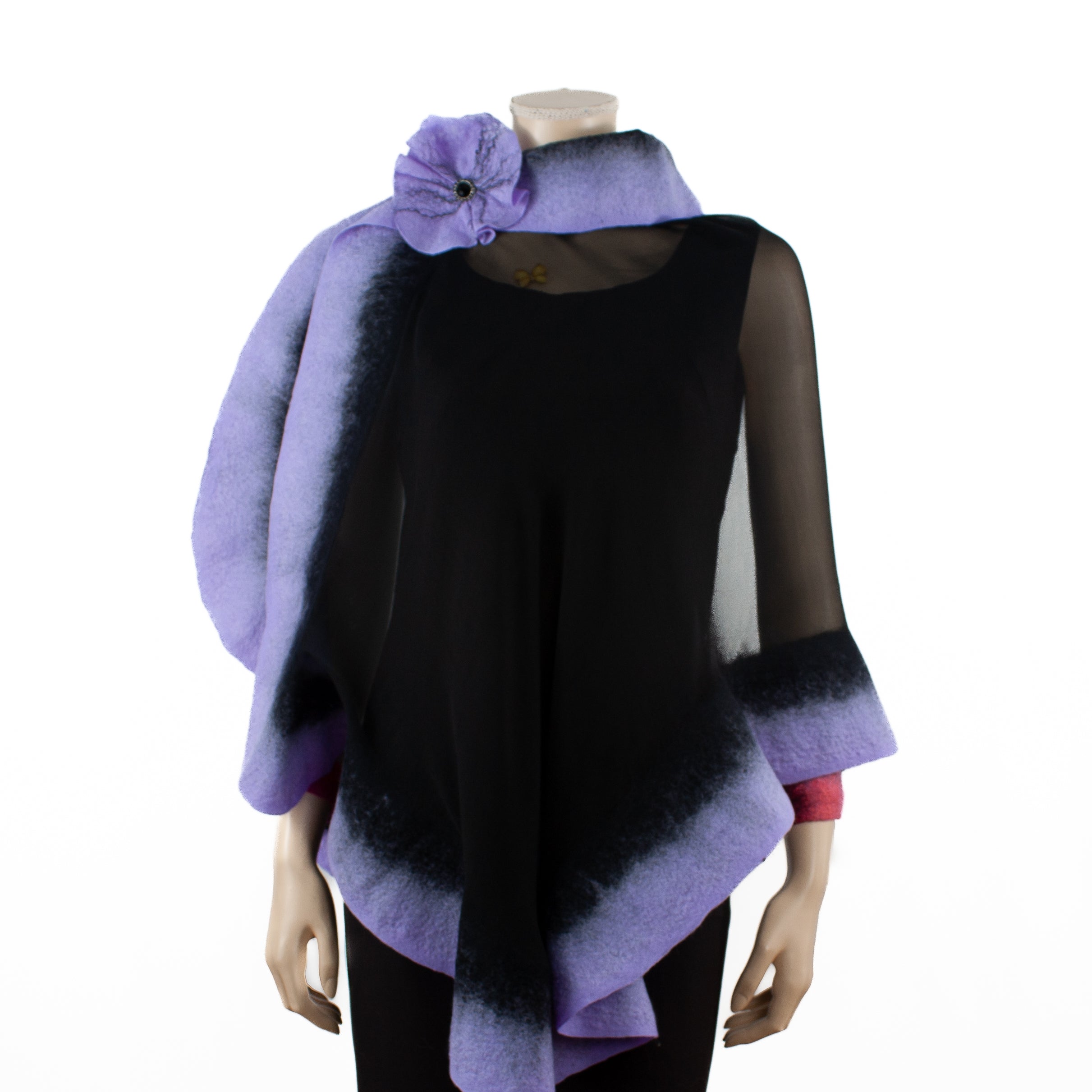 Premium black and lavender silk shawl #230-25