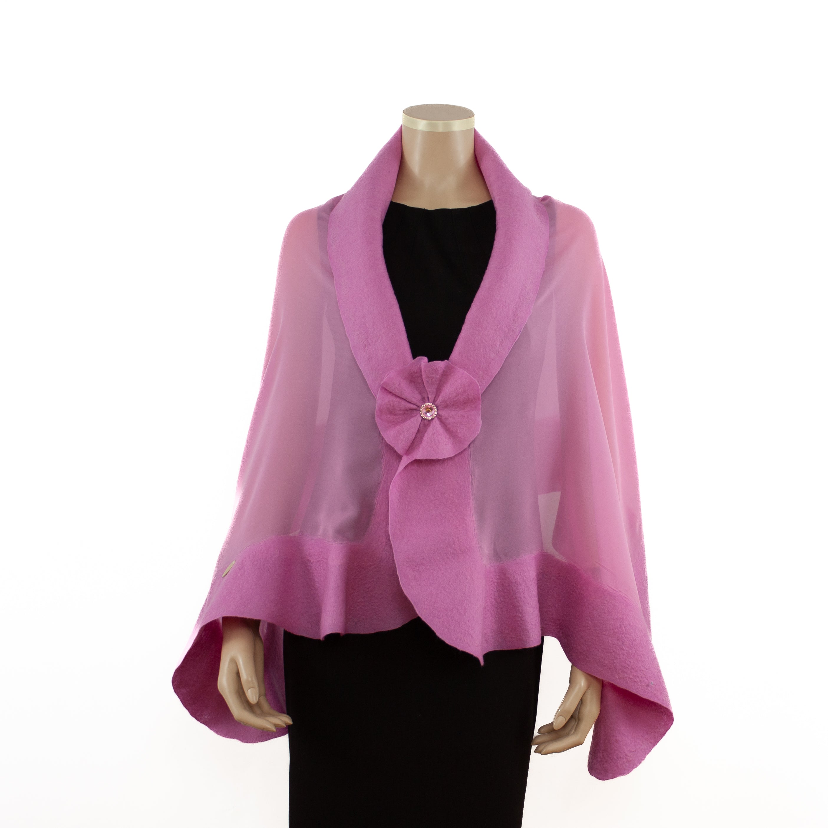 Pink unicolor silk shawl