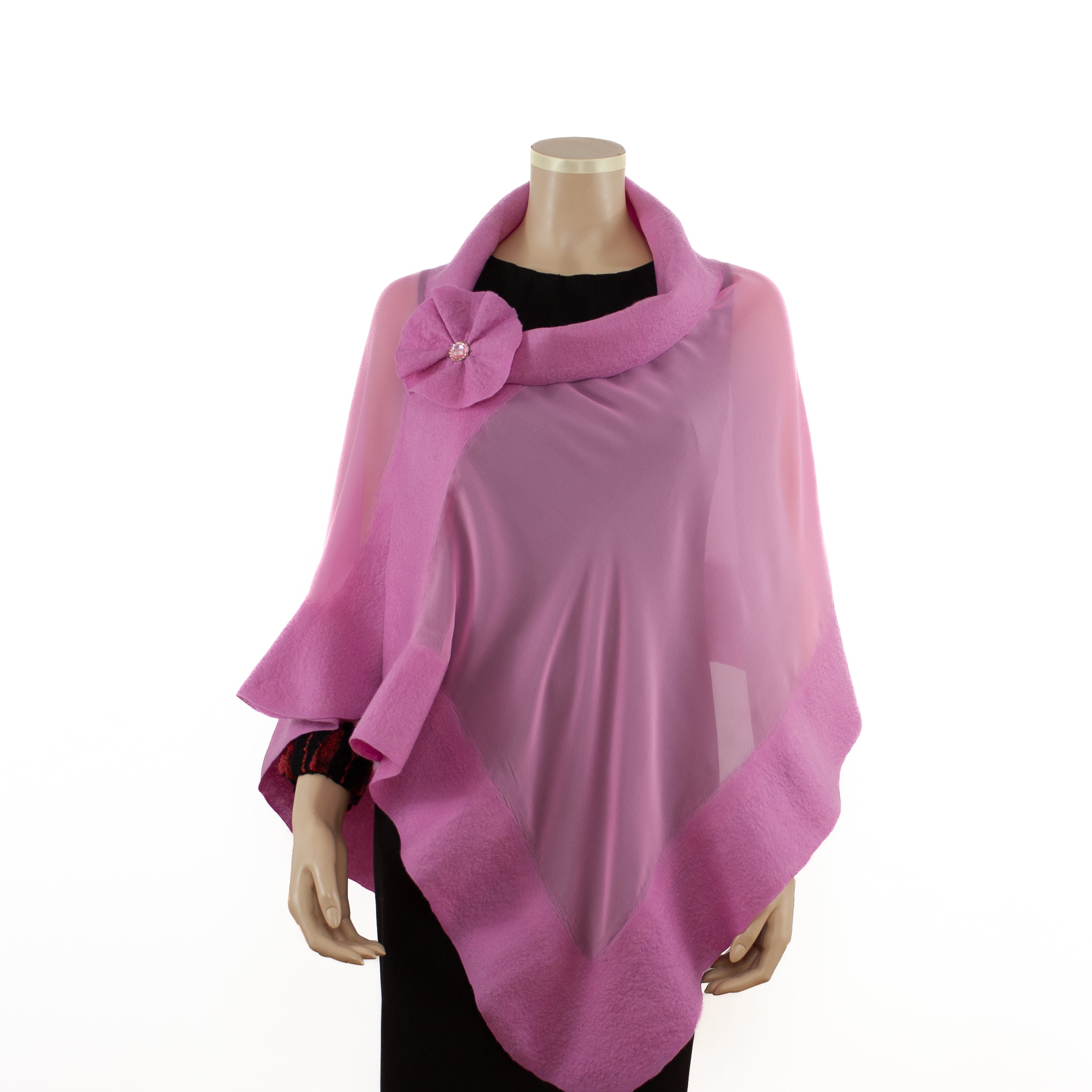 Pink unicolor silk shawl