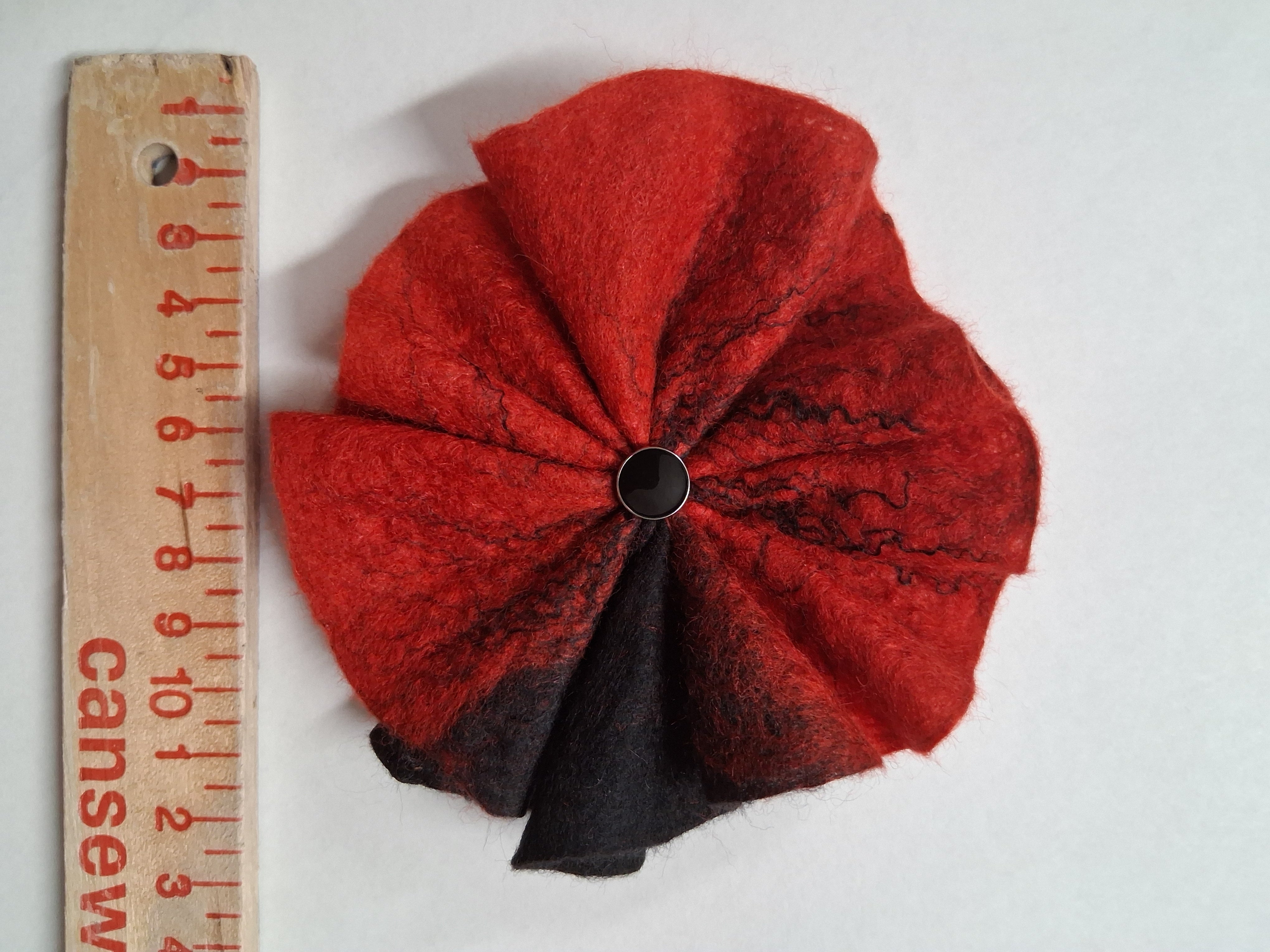 Wet felted flower brooch