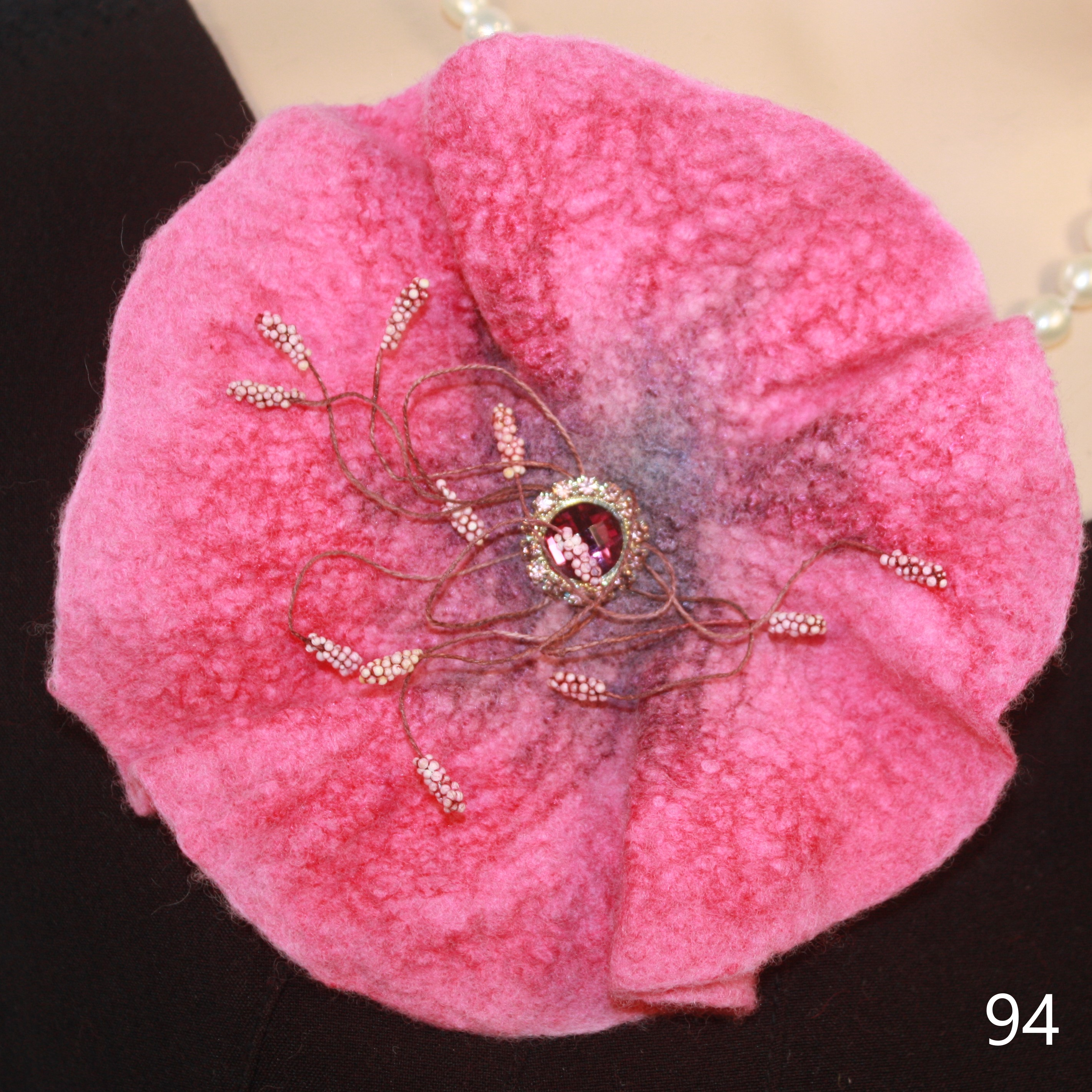 Wet felted flower brooch