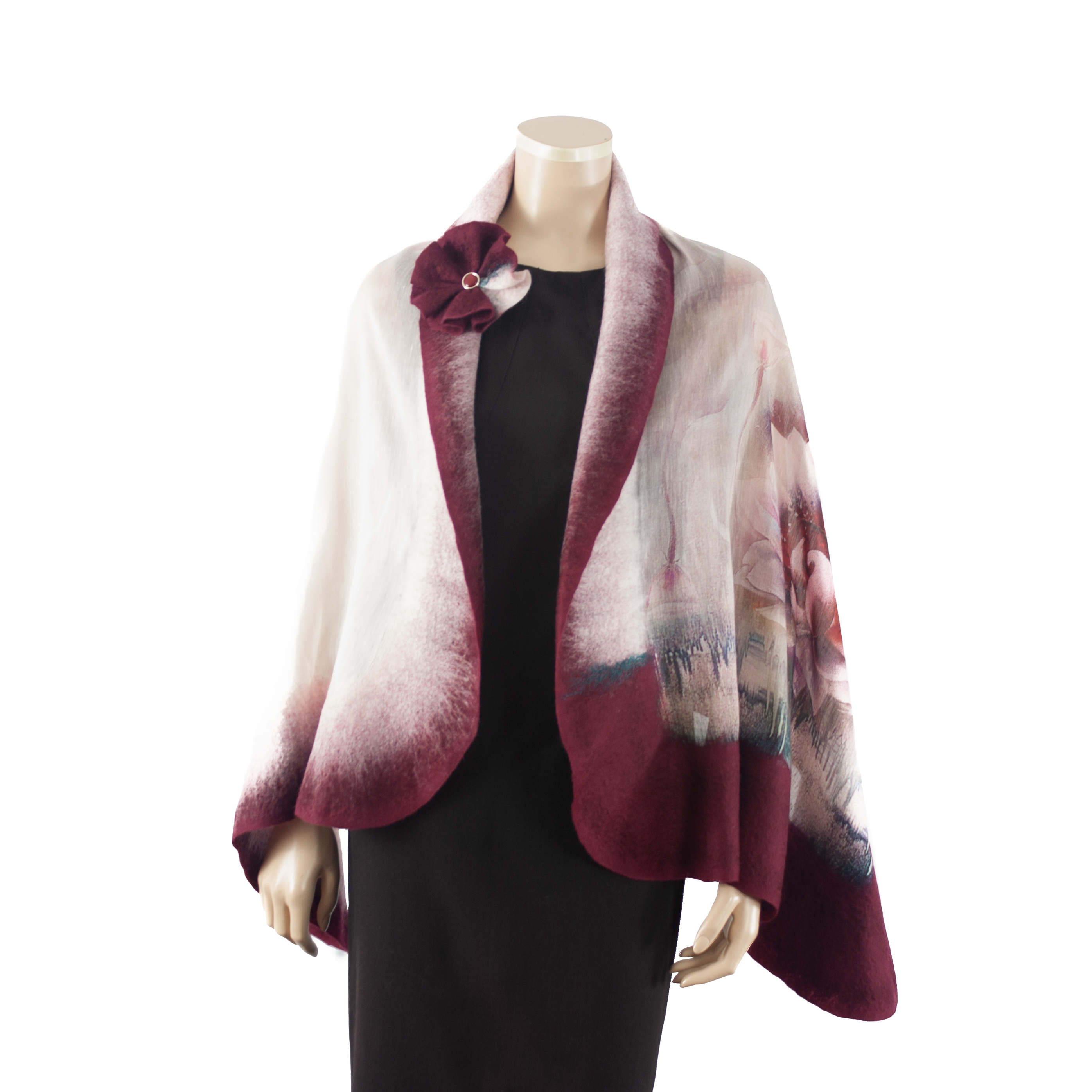 Vibrant burgundy rose shawl #210-38