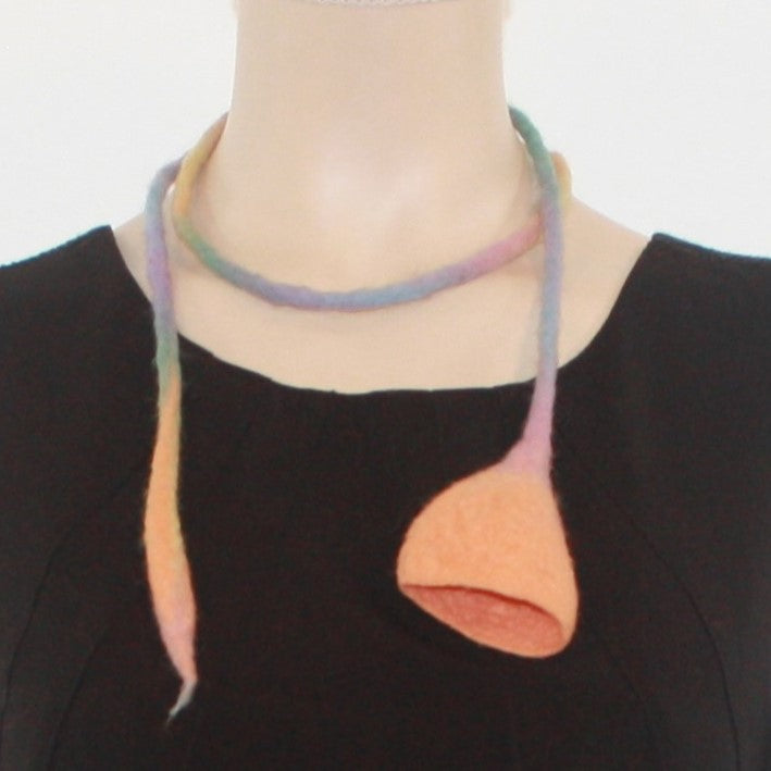 Wet felted flower necklace