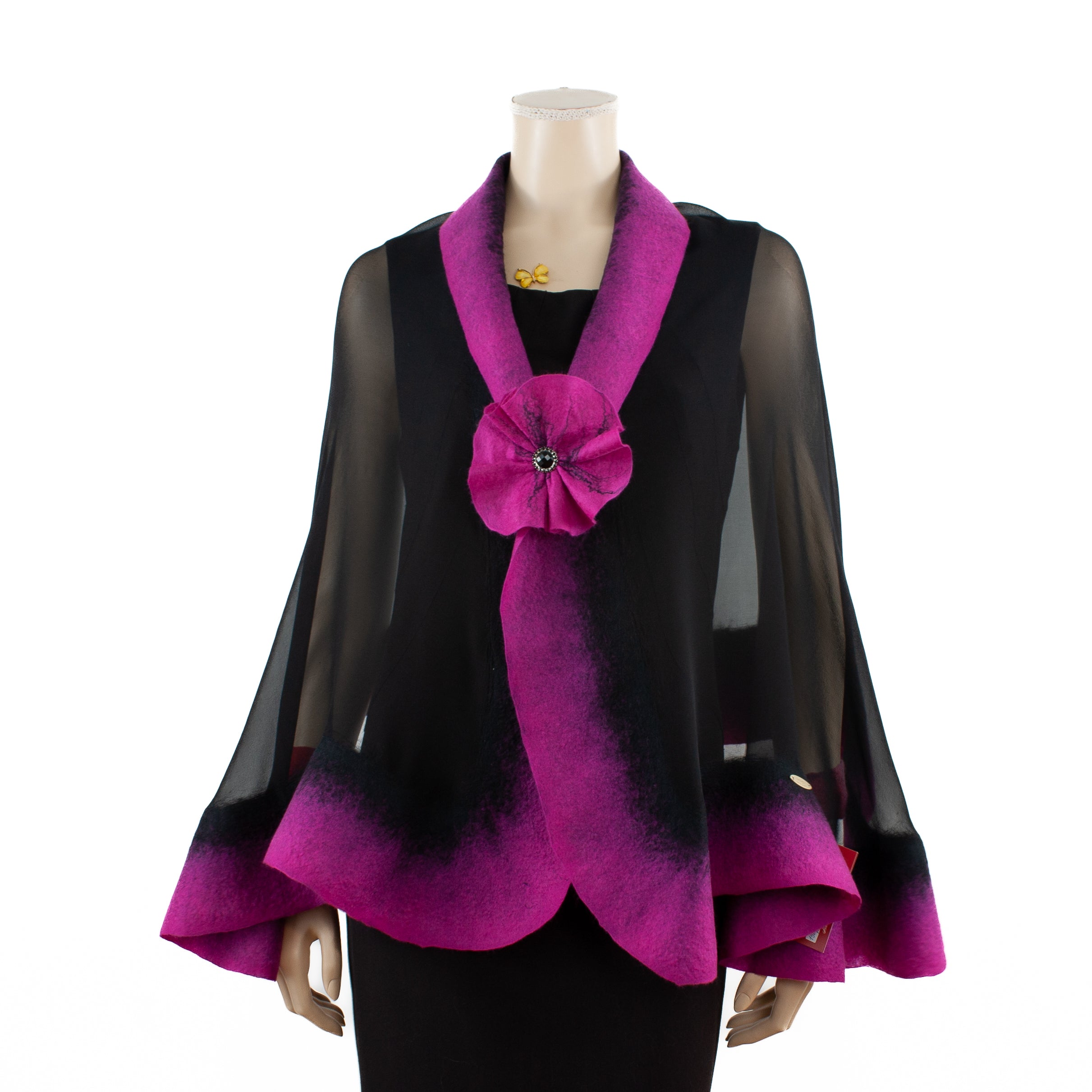 Premium black and magenta silk shawl #230-21