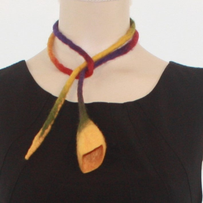 Wet felted flower necklace