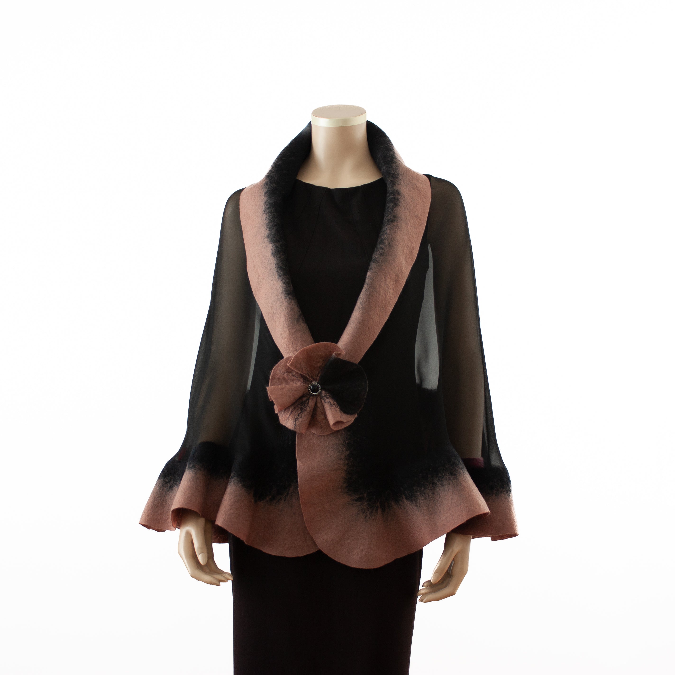 Premium black and caramel silk shawl #230-27