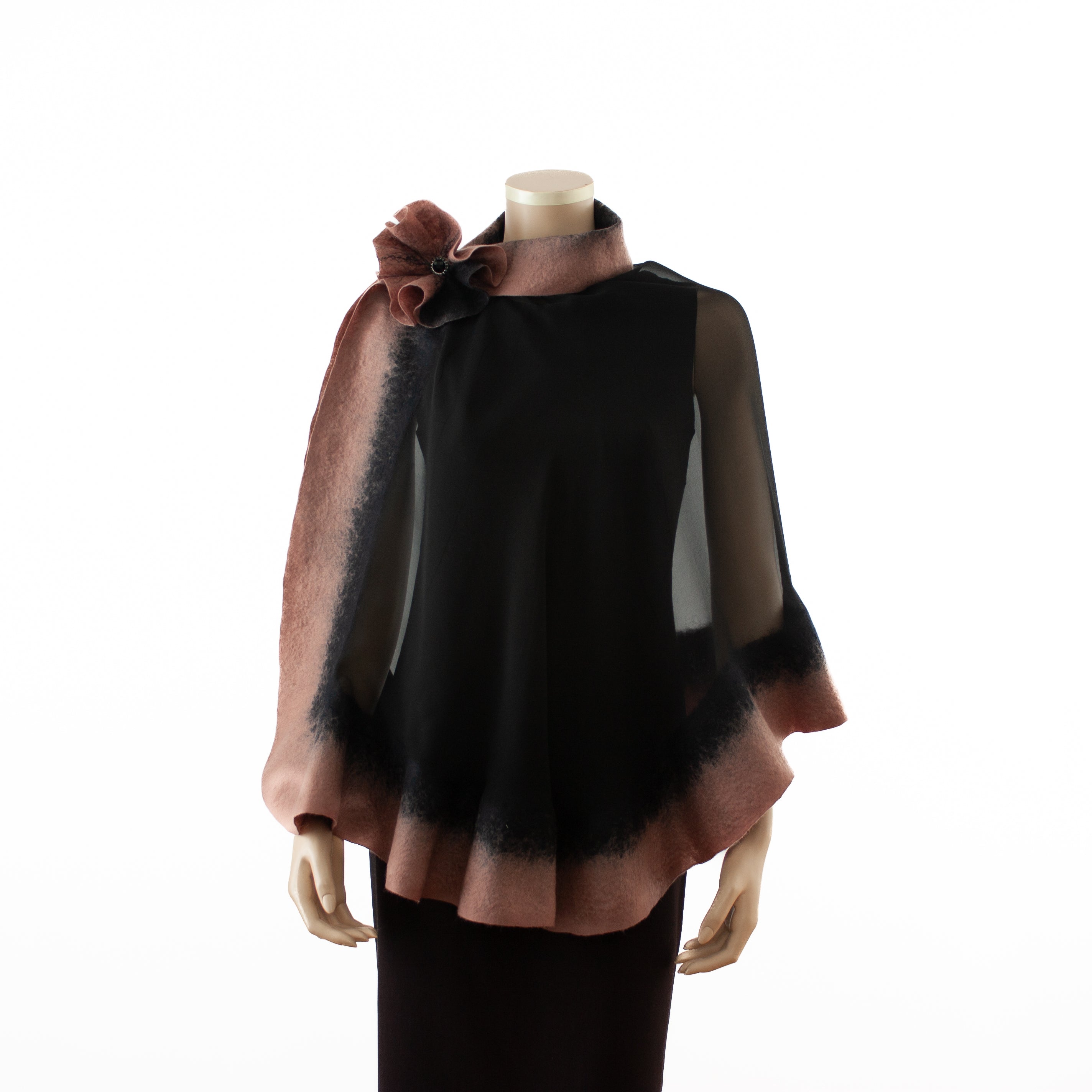 Premium black and caramel silk shawl #230-27