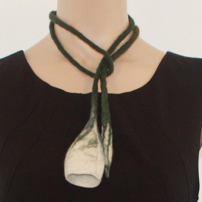 Wet felted flower necklace