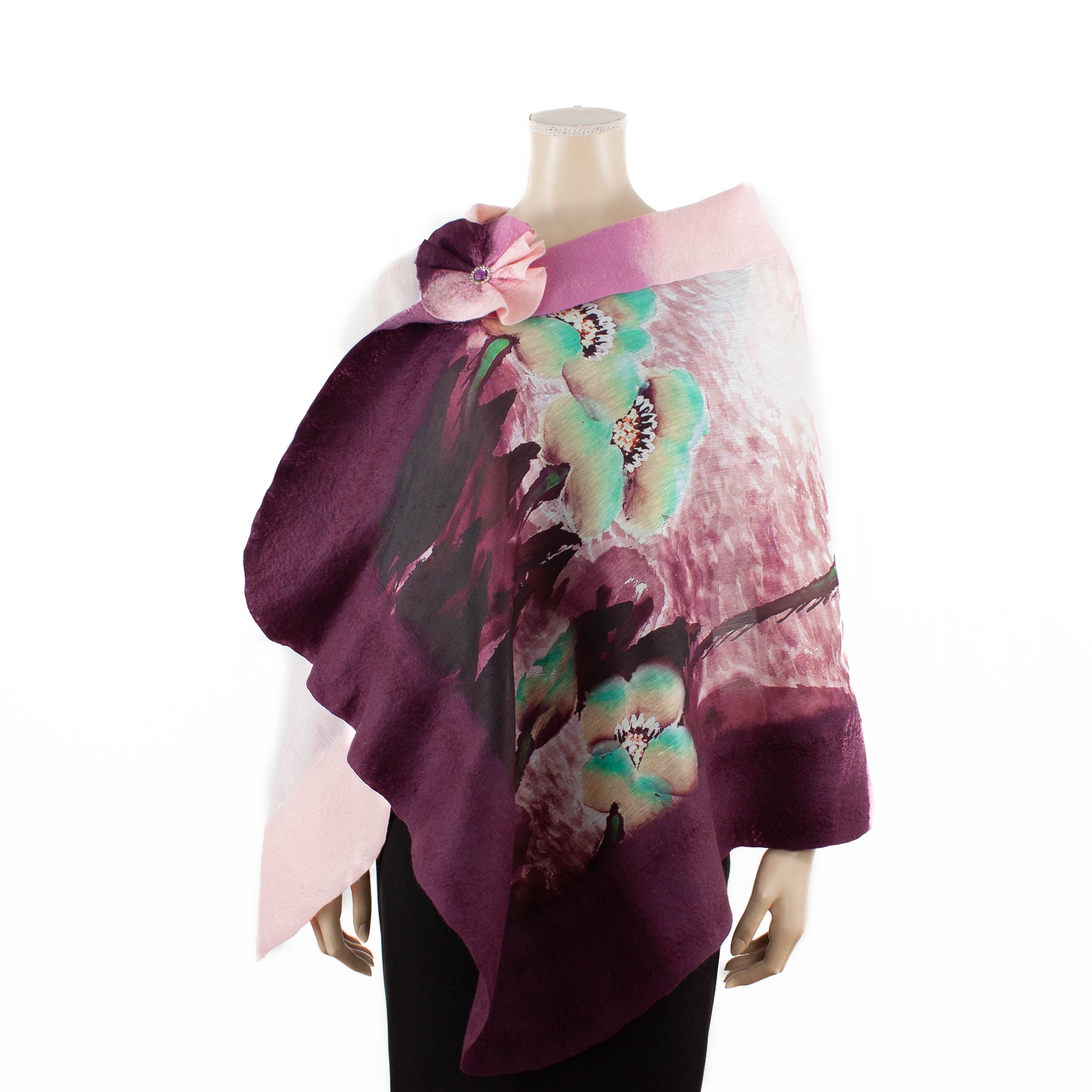 Vibrant burgundy pink shawl #210-34