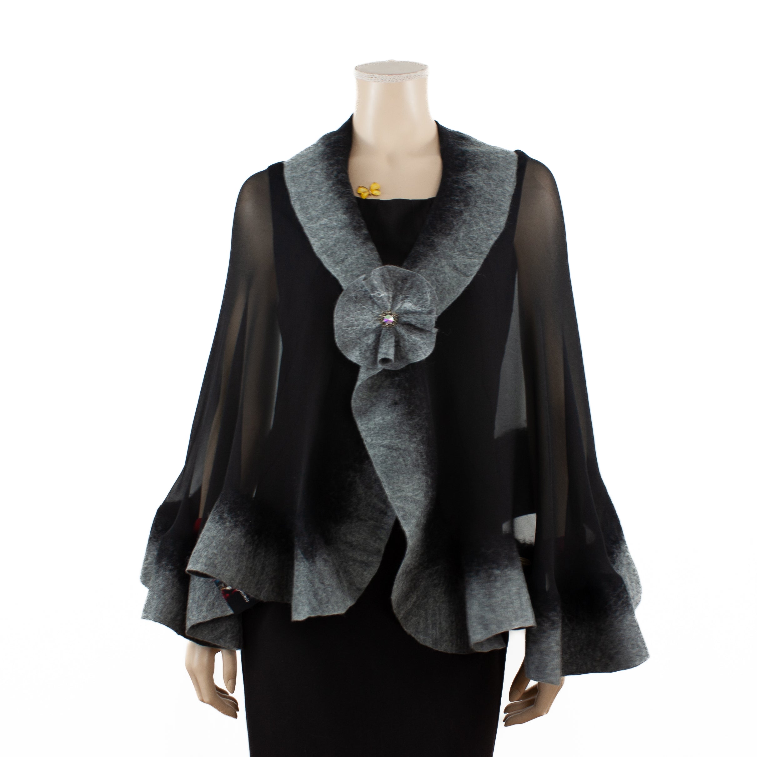Premium black and grey silk shawl #230-14