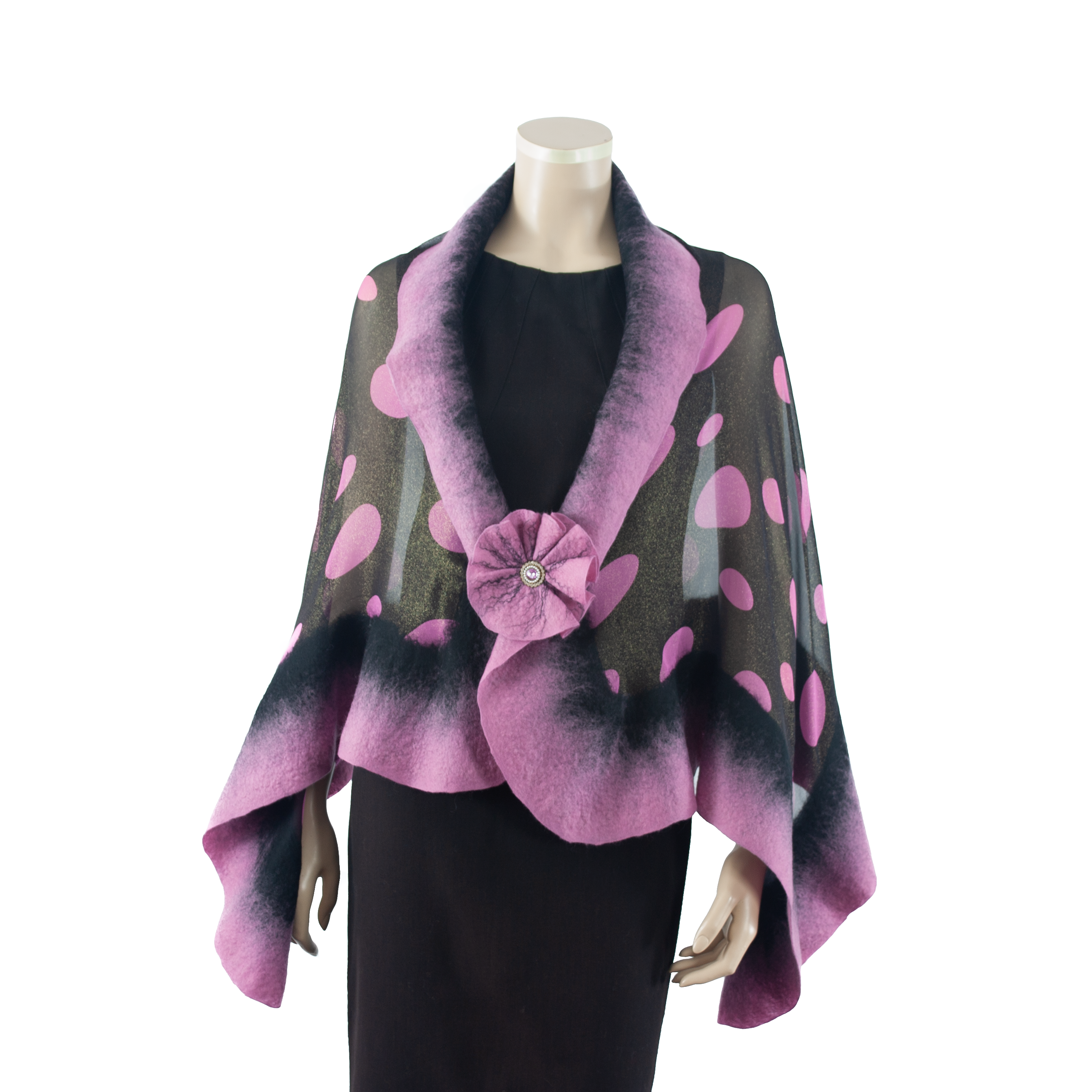 Vibrant mauve polka-dot shawl #210-35