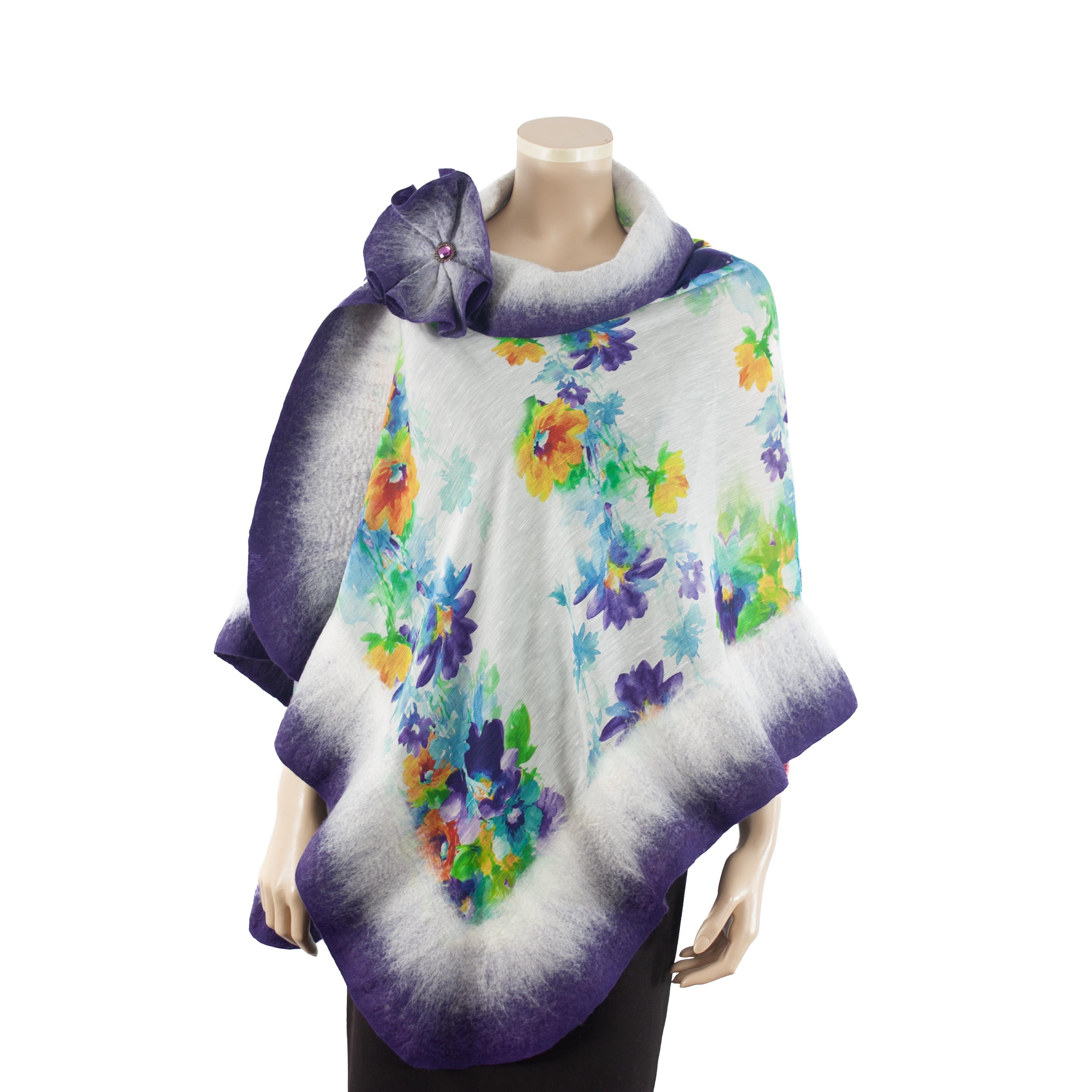 Vibrant purple flowers shawl #210-26