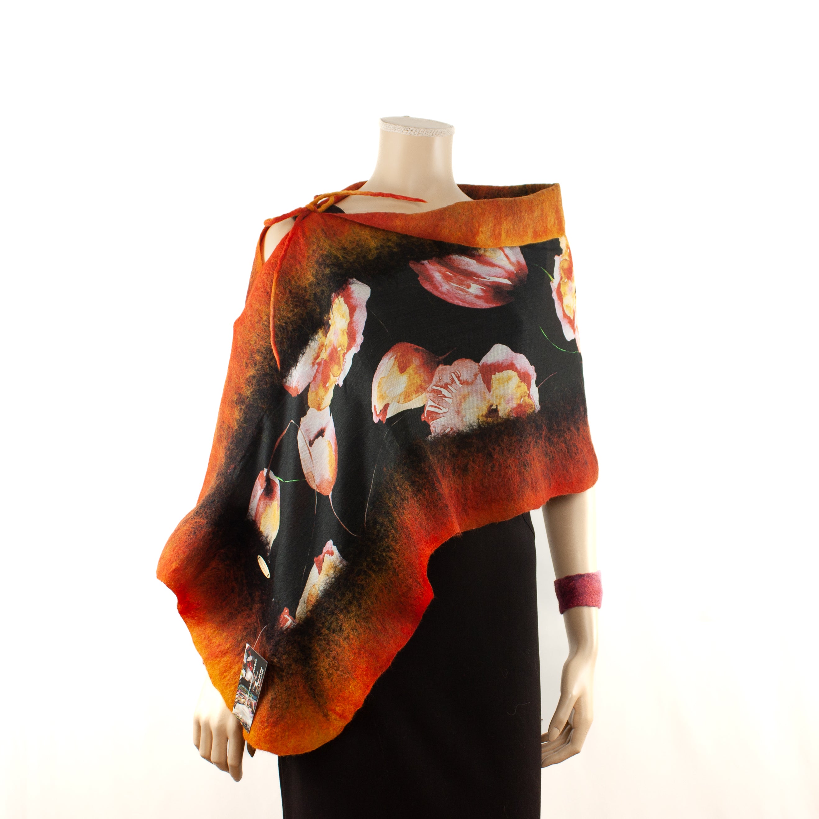 Linked poppies scarf #140-22
