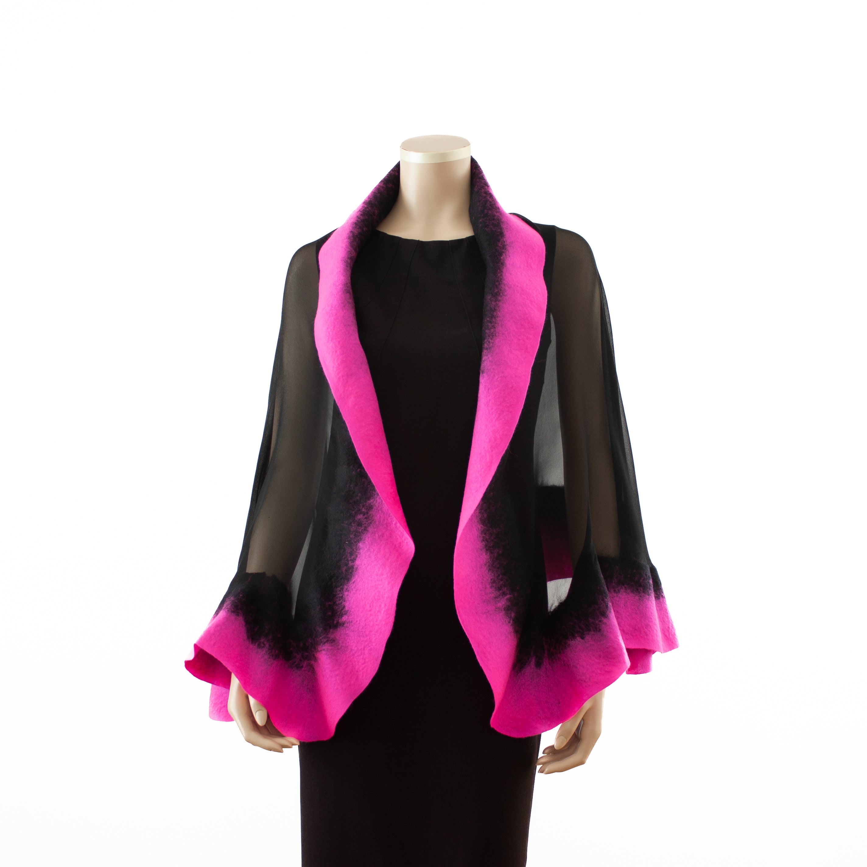 Premium black and hot rose silk shawl #230-22