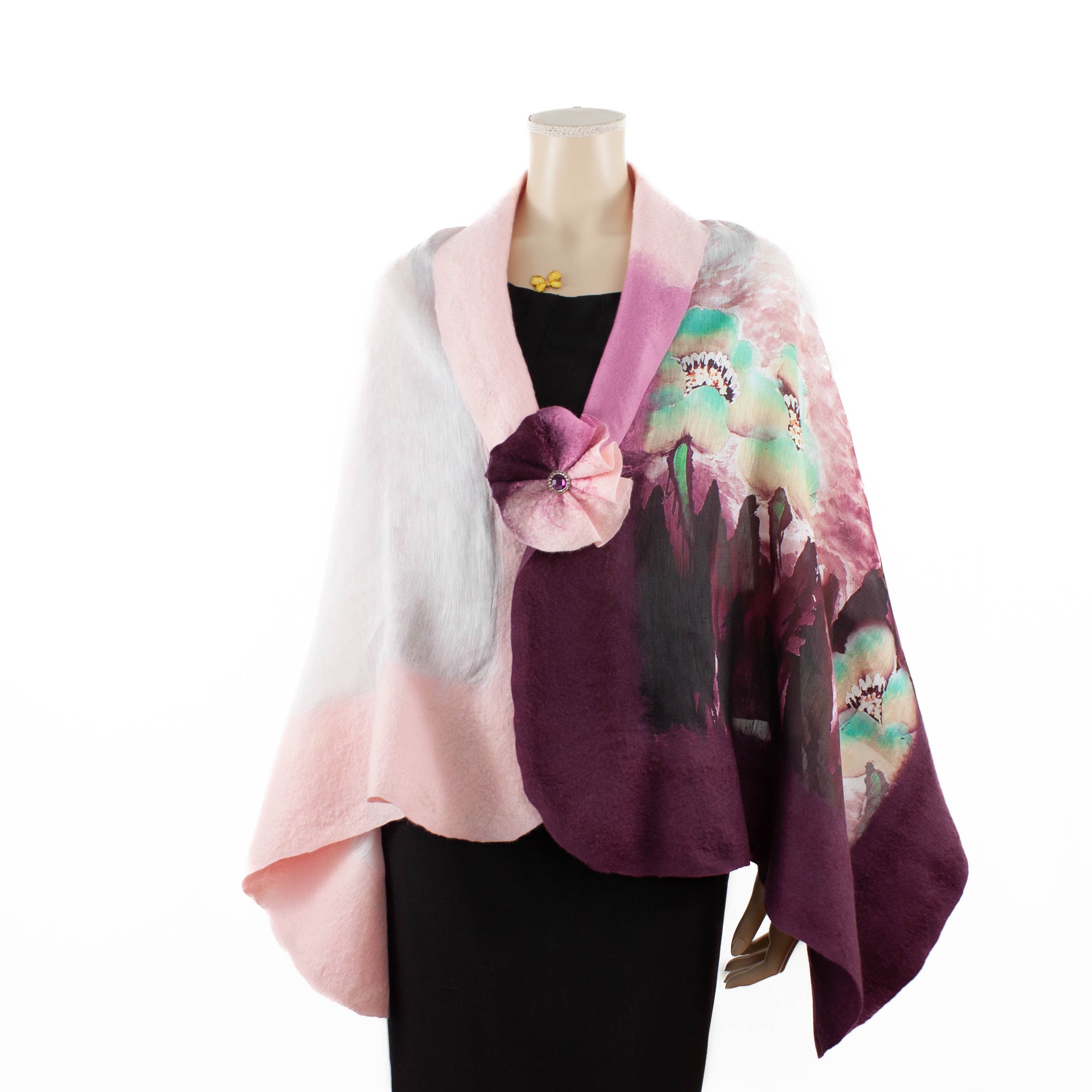 Vibrant burgundy pink shawl #210-34