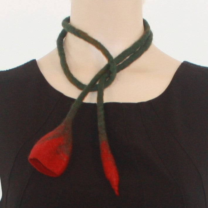 Wet felted flower necklace