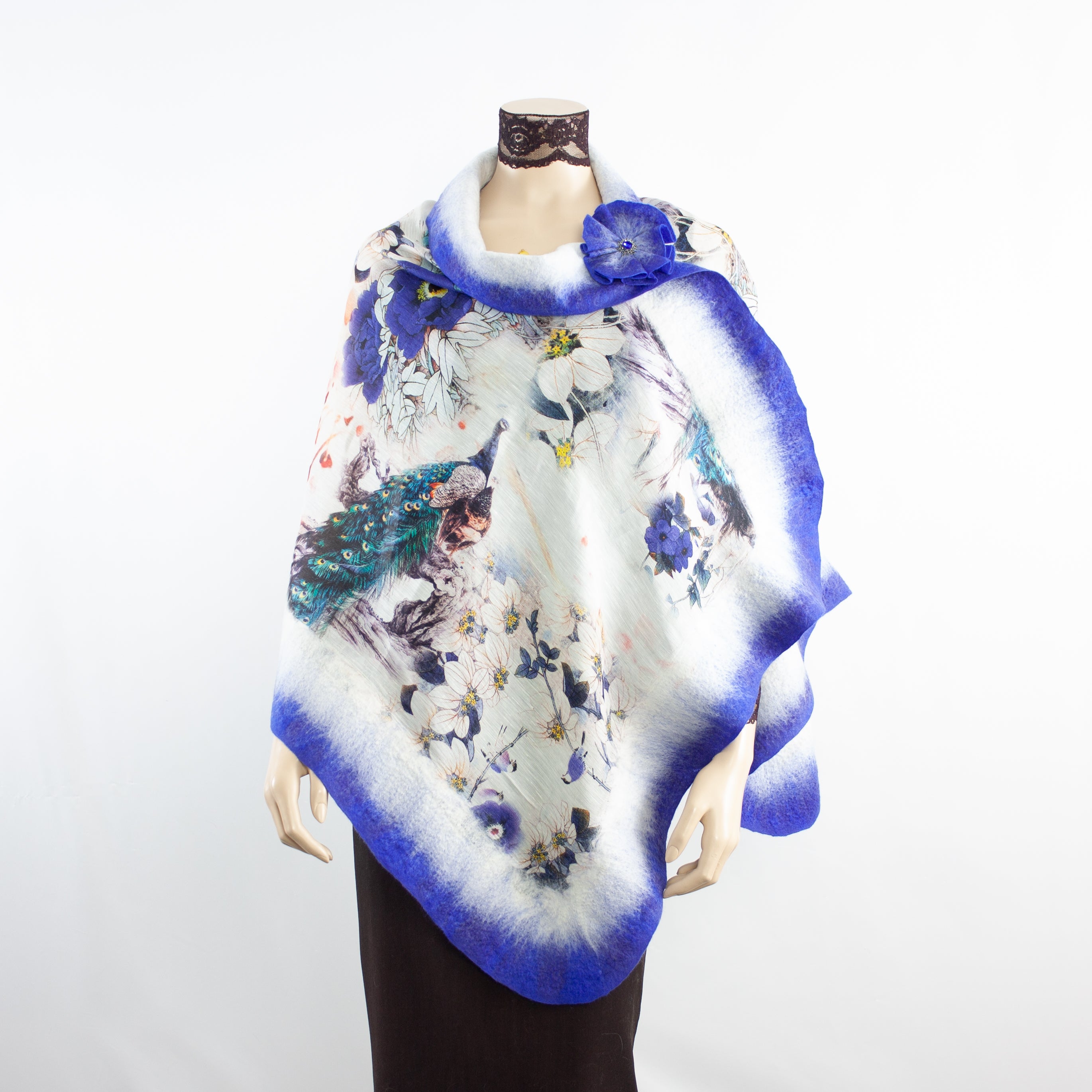 Vibrant peacock shawl #228-52