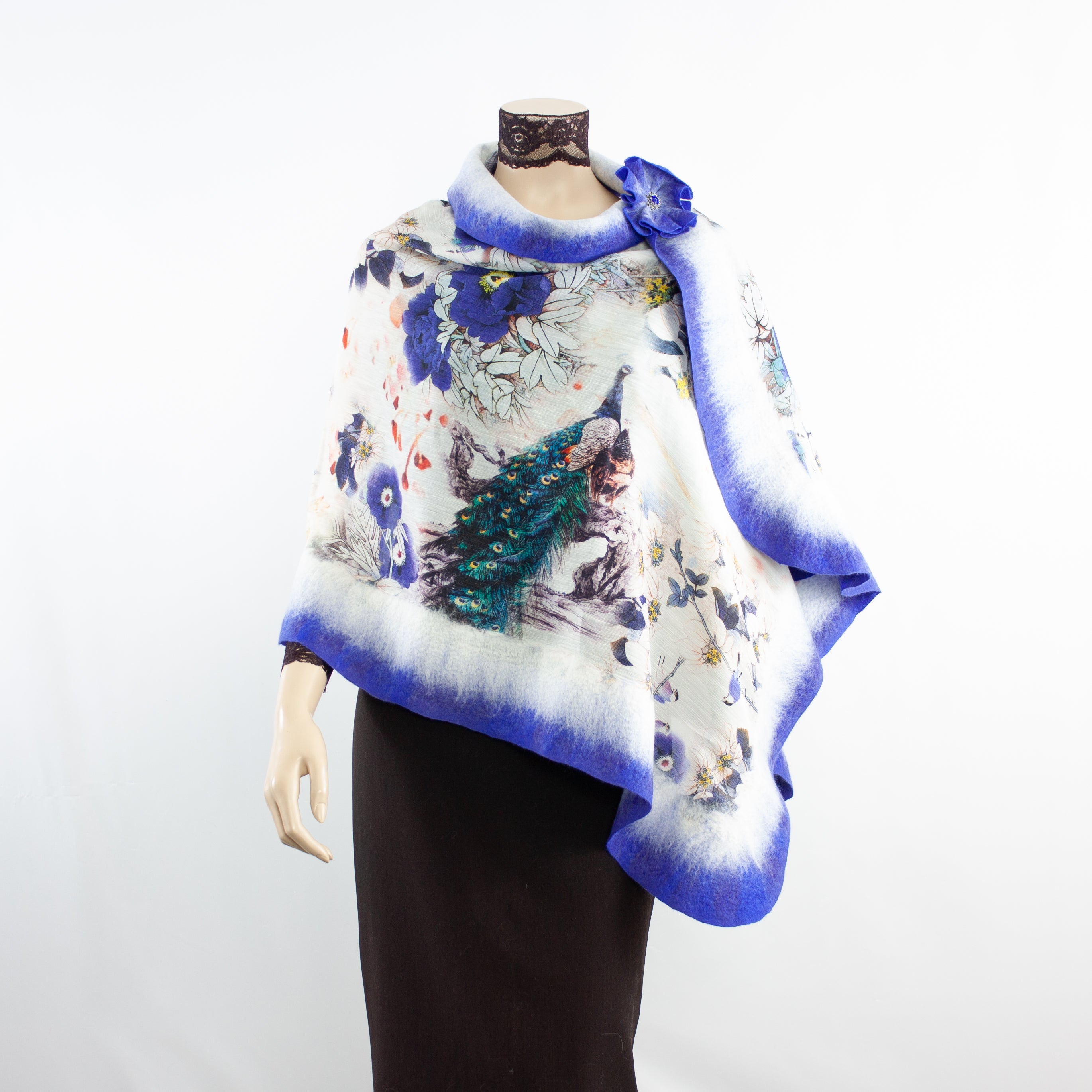 Vibrant peacock shawl #228-52
