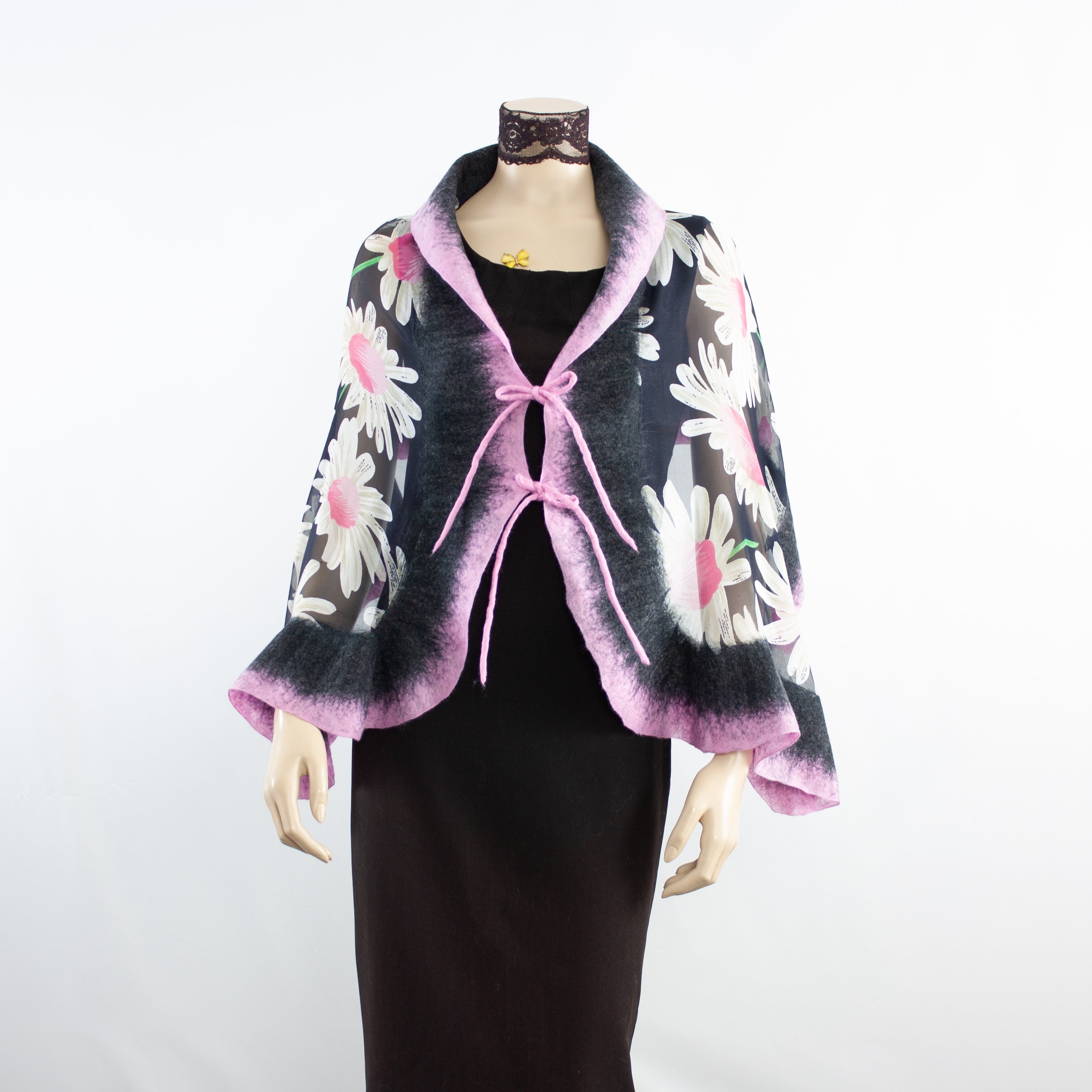 Linked  white flowers scarf #168-11