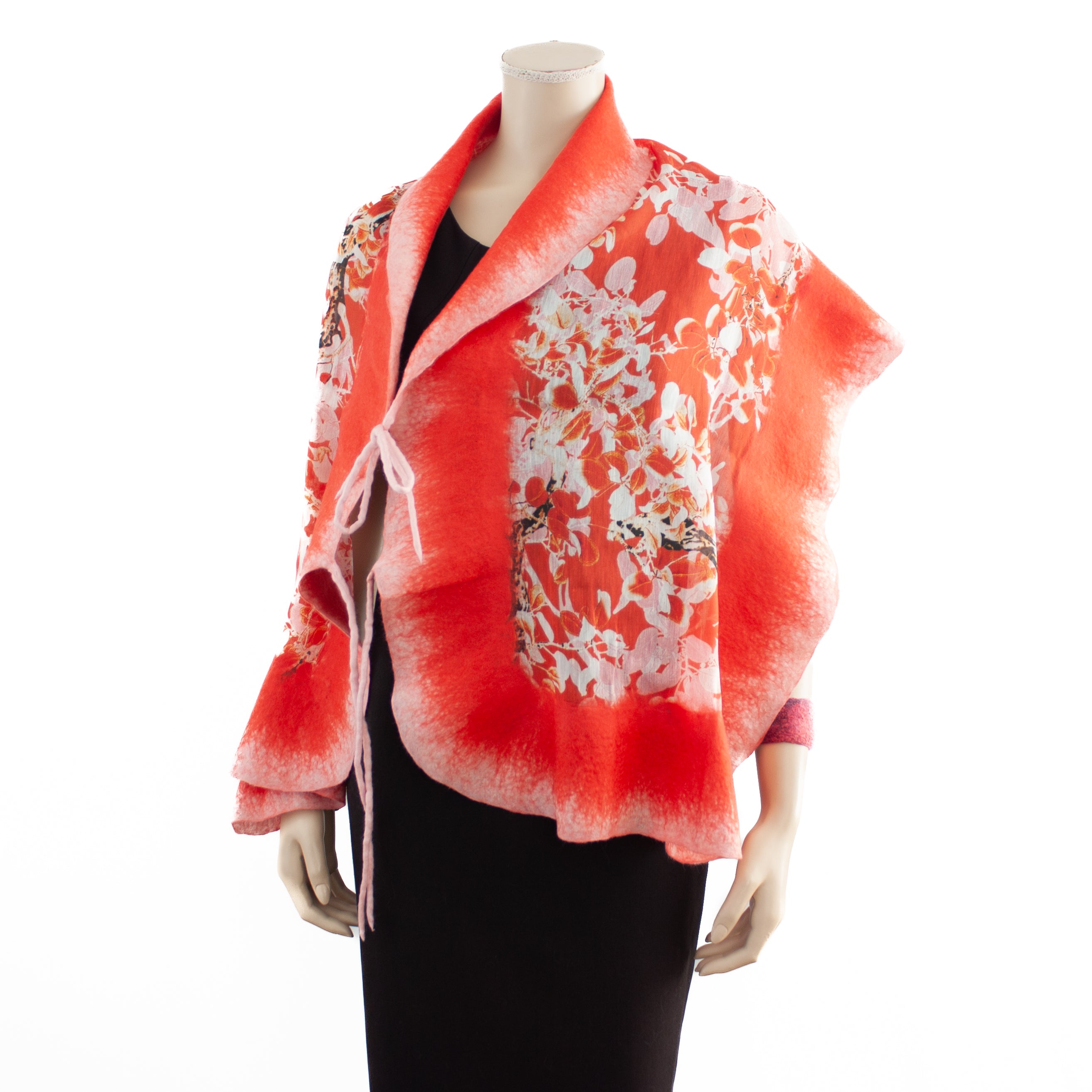 Linked Crimson Flower bed Scarf #168-14