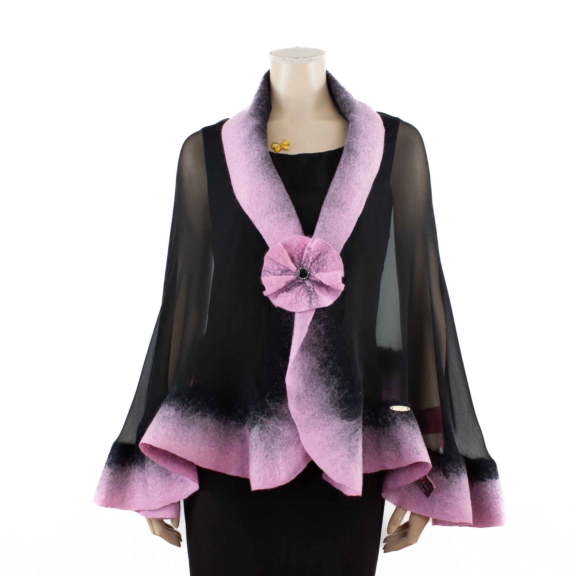 Premium black and pink silk shawl #248-20